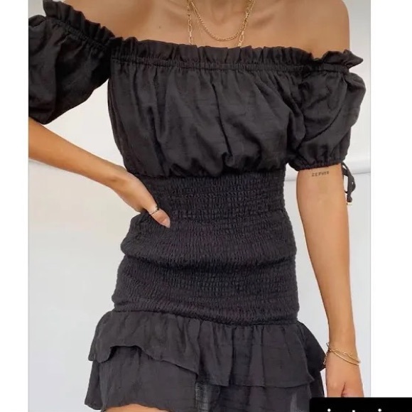 Zara Dresses & Skirts - seven wondermay shirred dress black summer dress XS 190